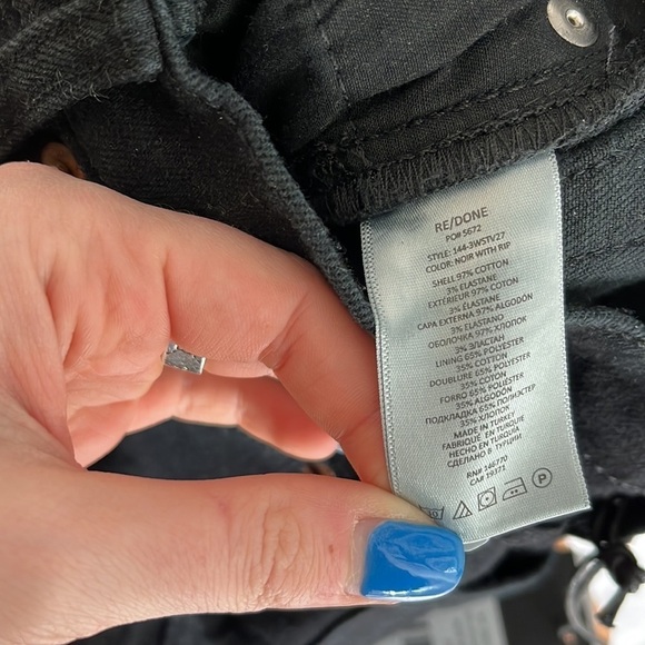 Re/Done 70's Stove Pipe Jeans in Black Size 24 - Picture 14 of 14